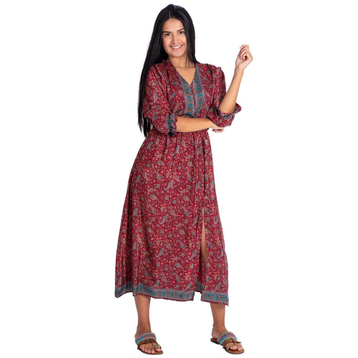 KM2016A - Robe midi avec boutons