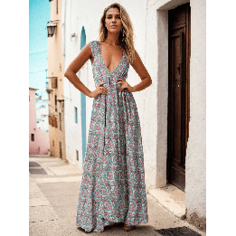 KM2019A - Long Silk Dress