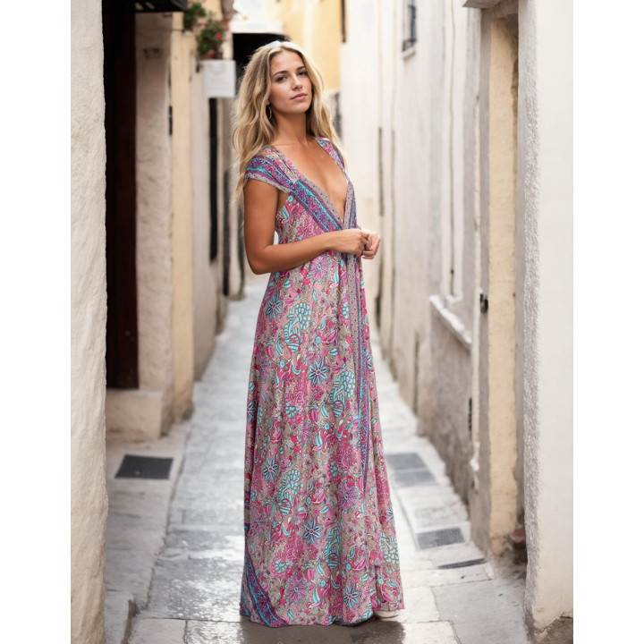 KM2019B - Long Silk Dress