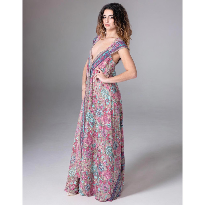 KM2019B - Long Silk Dress