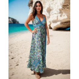 KM2028C - V Neck Long Dress