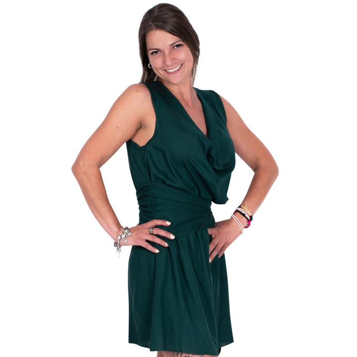 KM2035A - Draped Neckline Dress