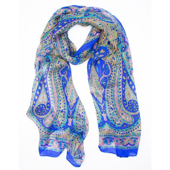 KPS10015 - Sciarpa di seta blu