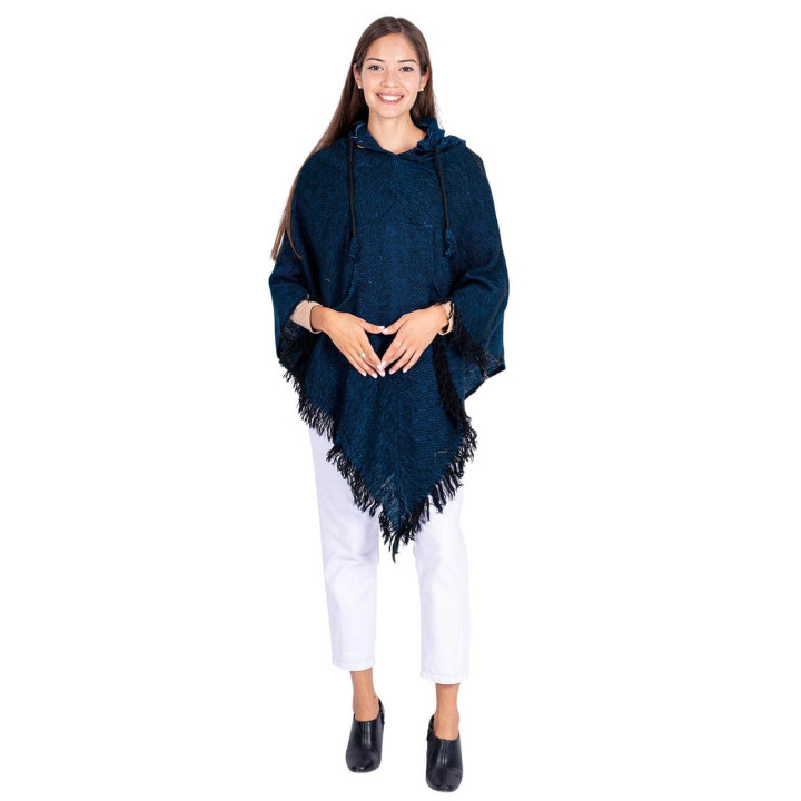 MPK00055 - Poncho com Franjas Azul