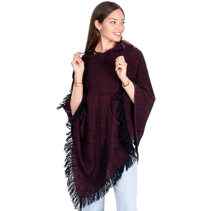 MPK0005O - Poncho com franjas Borgonha