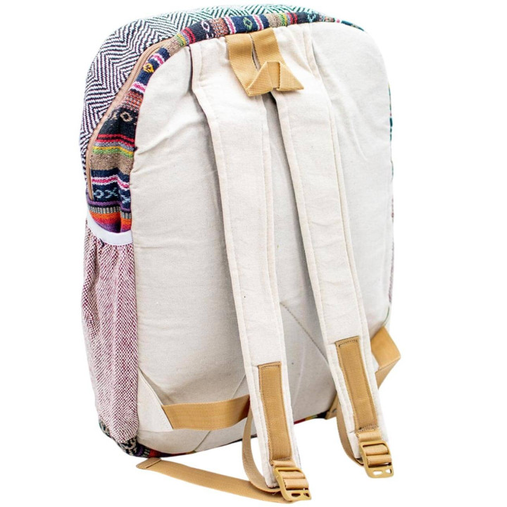 BMH0020D - Unisex Hemp Backpack with Unique Hamsa Design | Handmade in India