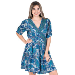 PW0022D - Blue Silk Dress