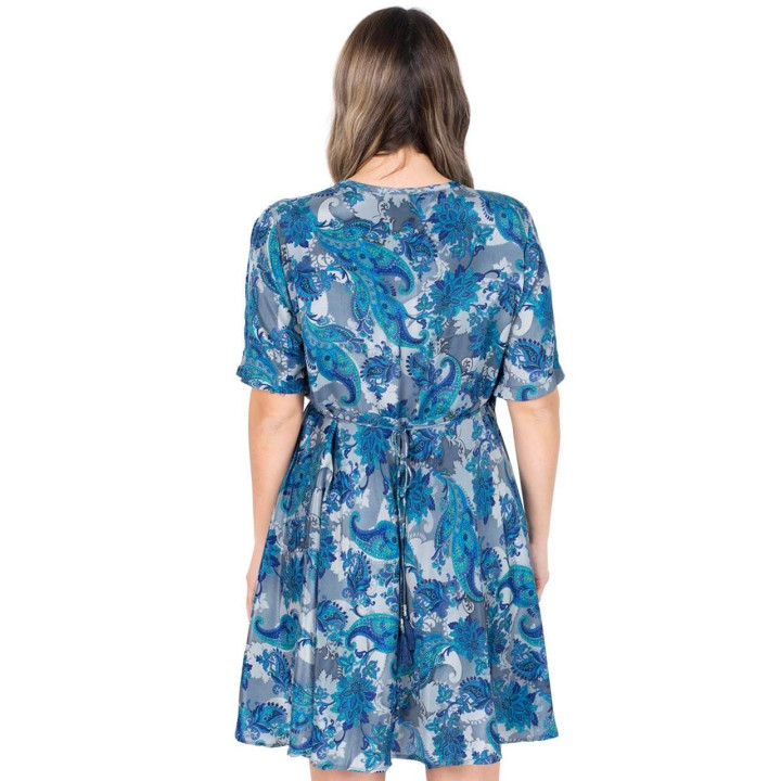 PW0022D - Blue Silk Dress