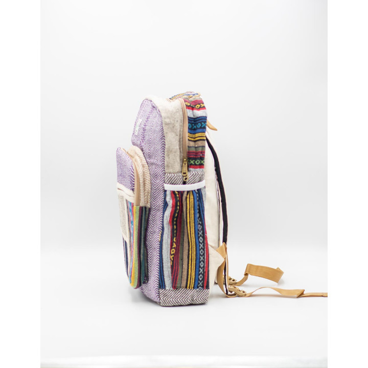 BMH0021C - Sac à dos en chanvre Kimago : spacieux et unique - Art et mode ethniques indiens pour votre boutique