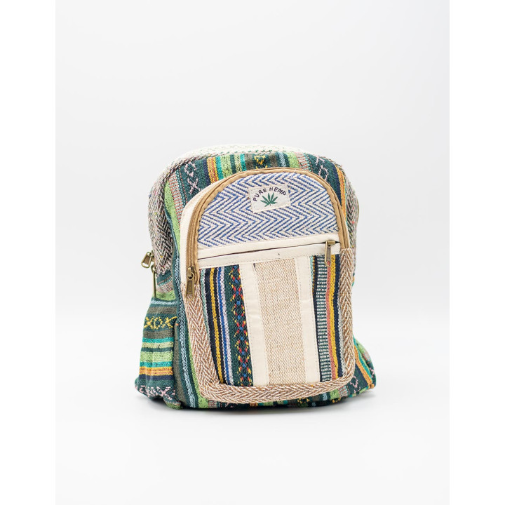 BMH0022 - Mochila Kimago de Cânhamo Étnico: Artesanato Indiano Autêntico com Design Versátil e Exclusivo