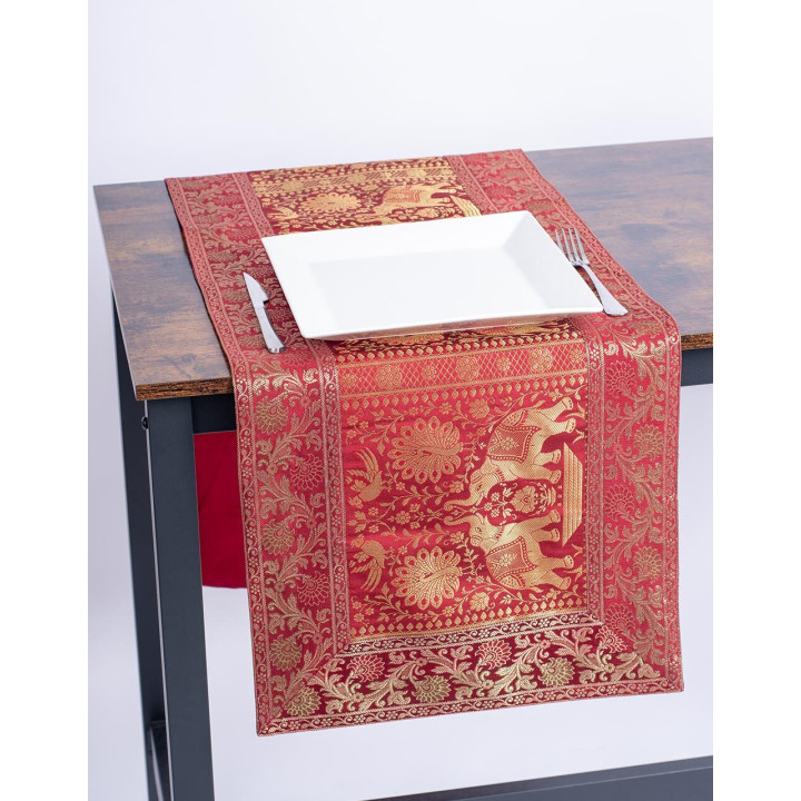 RMT50014 - Chemin de table Éléphants rouges