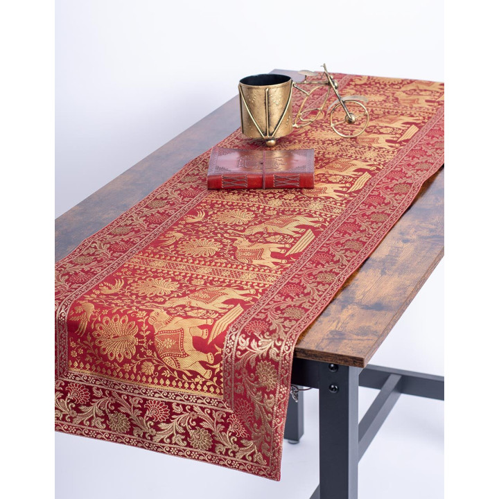 RMT50014 - Chemin de table Éléphants rouges