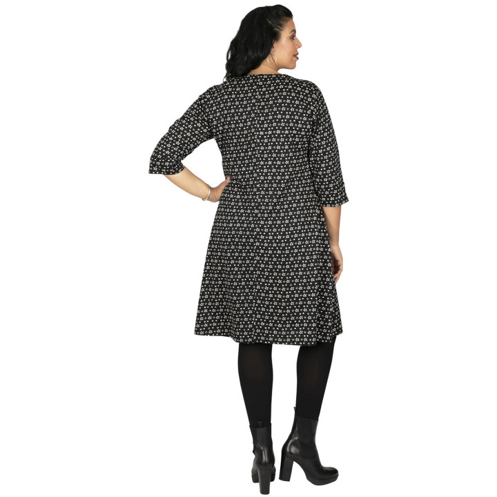 ROP6033D - Vestido Preto Estampado