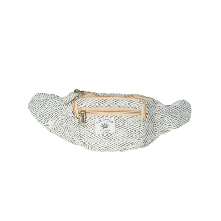 BRÑ00096 - Pochete de Cânhamo com Detalhes Verdes e Vários Bolsos - Atacado para Lojas