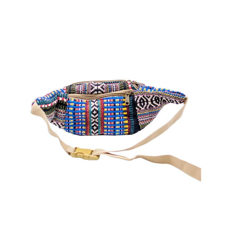 BRÑ0013 - Marsupio unisex in canapa lavorata a mano: comfort e stile indiano multicolore