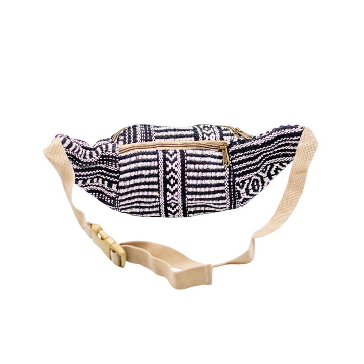 BRÑ0013 - Marsupio unisex in canapa lavorata a mano: comfort e stile indiano multicolore