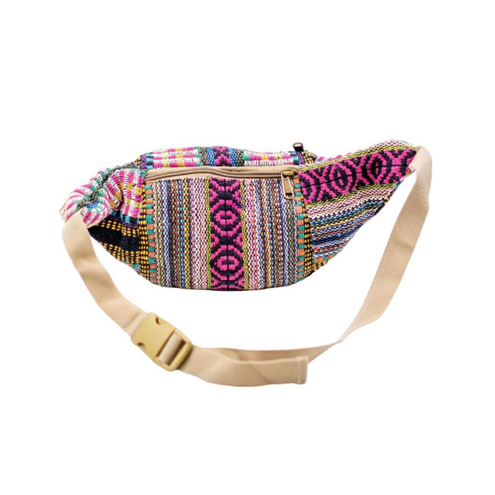 BRÑ0013 - Marsupio unisex in canapa lavorata a mano: comfort e stile indiano multicolore