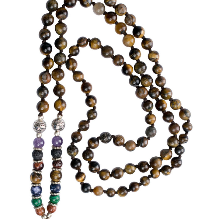SMA1001T - Colar Olho de Tigre 7 Chakras