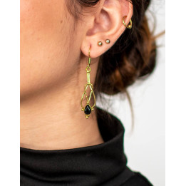 SPE0086 - Boucles d'oreilles allongées avec pierre minérale – Kimago Brass Craftsmanship