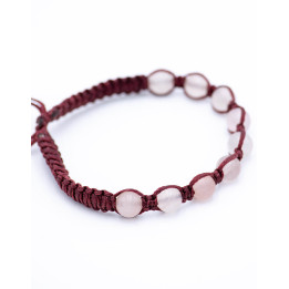 SPU0014R - Pulseira de macramê de quartzo rosa