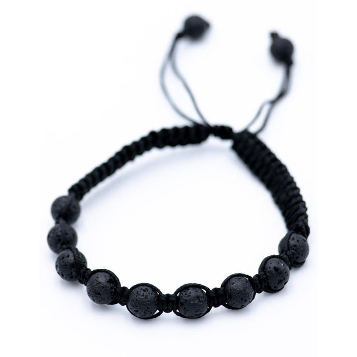 SPU0014V - Pulsera Macrame Roca Volcanica