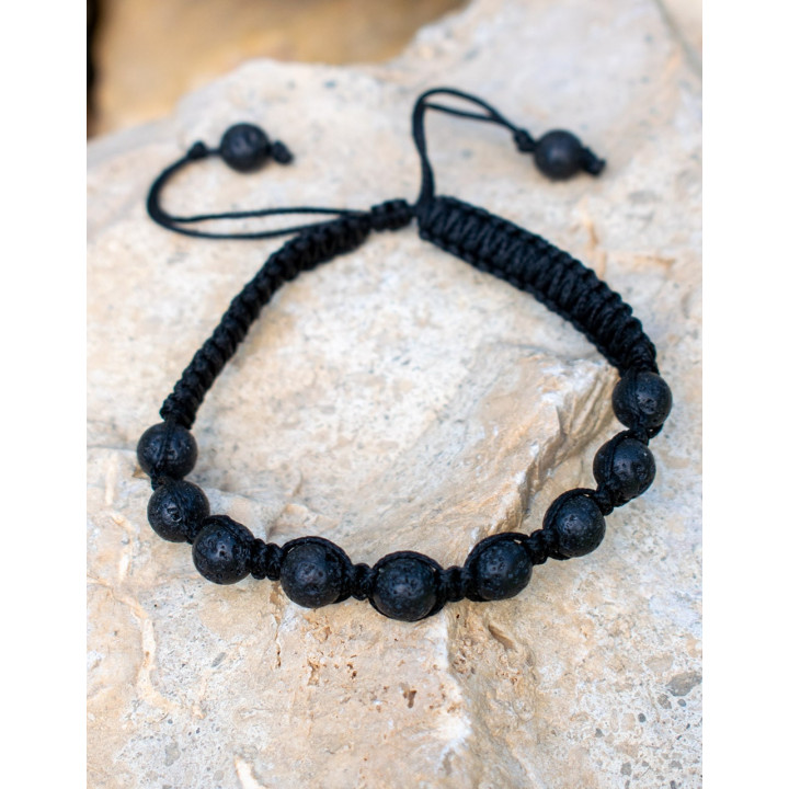 SPU0014V - Pulsera Macrame Roca Volcanica