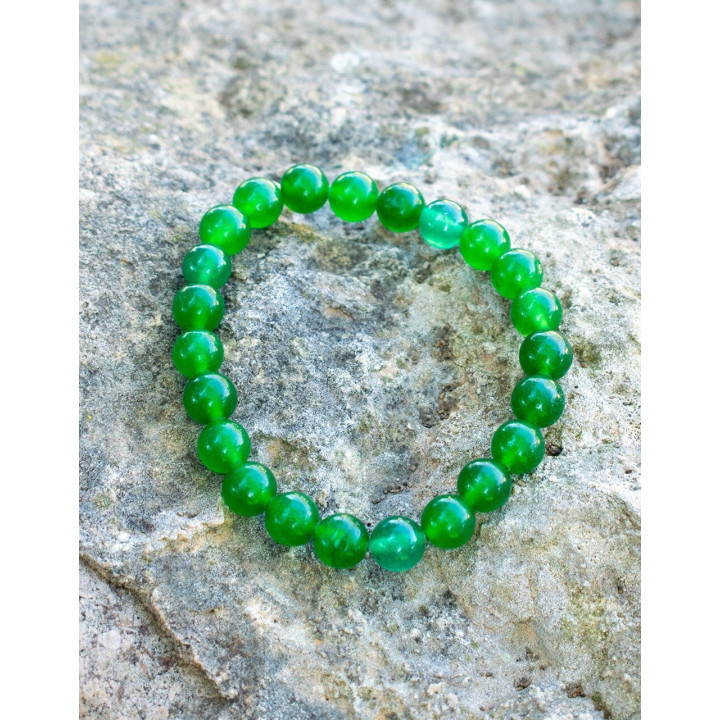 SPU0021G - Bracciale elastico in giada verde