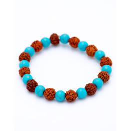 SPU0041Q - Bracciale Rudraksha e Turchese