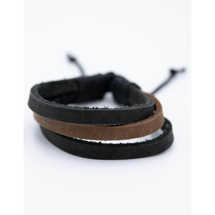SPU5007 - Pulseira de couro unissex com 3 tiras