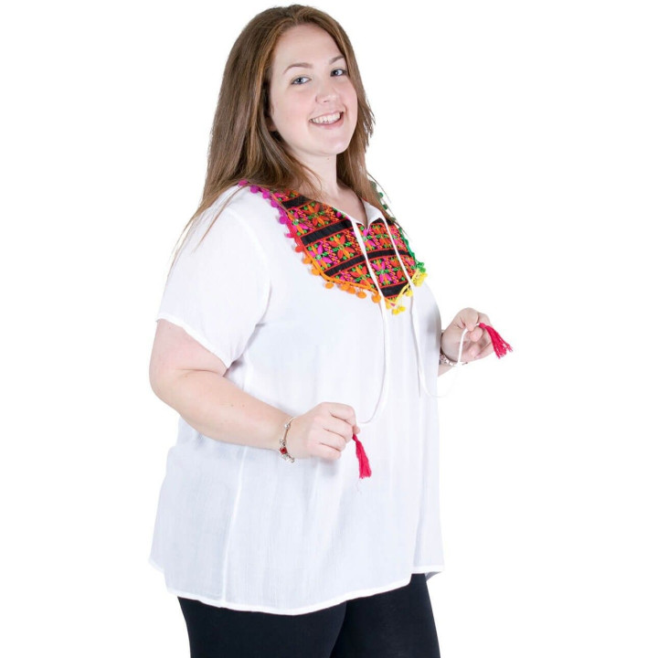 TG0607A - Blusa com Bordado e Pompons