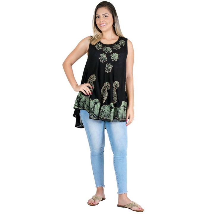 TM0503 - T-shirt etnica dipinta e ricamata