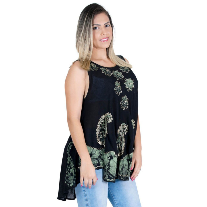 TM0503 - T-shirt etnica dipinta e ricamata