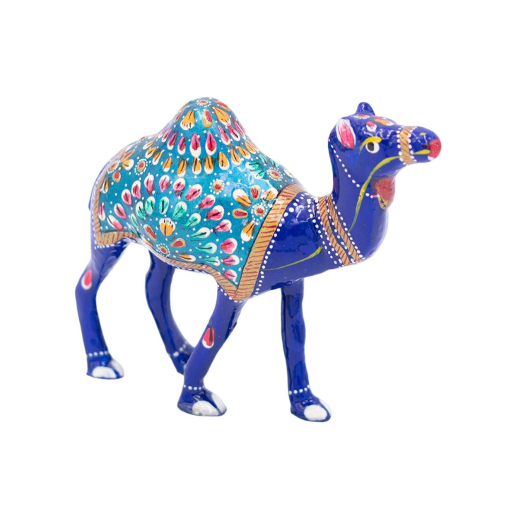 TST5701 - Estatua de Camello en Cerámica Pintada a Mano - Tesoros Únicos de la Artesanía India