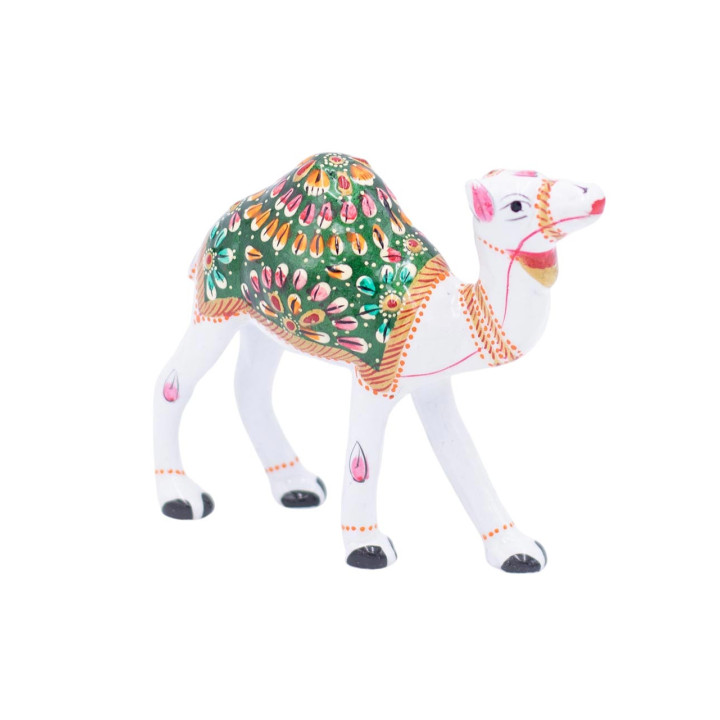 TST5701 - Estatua de Camello en Cerámica Pintada a Mano - Tesoros Únicos de la Artesanía India