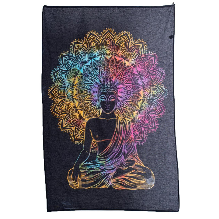 TTZ0014 - Tapiz Negro Buda Multicolor
