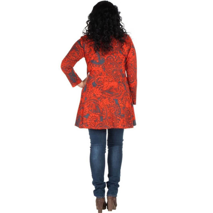 TUP5026A - Blusa Estampado Etnico Naranja
