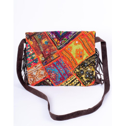 BFS0009 - Bolsa boho feita à mão com franjas e espelhos