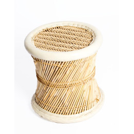 RMU0002C - Tabouret Kimago en bambou tressé à la main avec assise tissée
