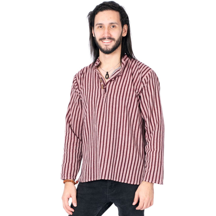 HCA0008O - Camisa Polo Listrada Borgonha