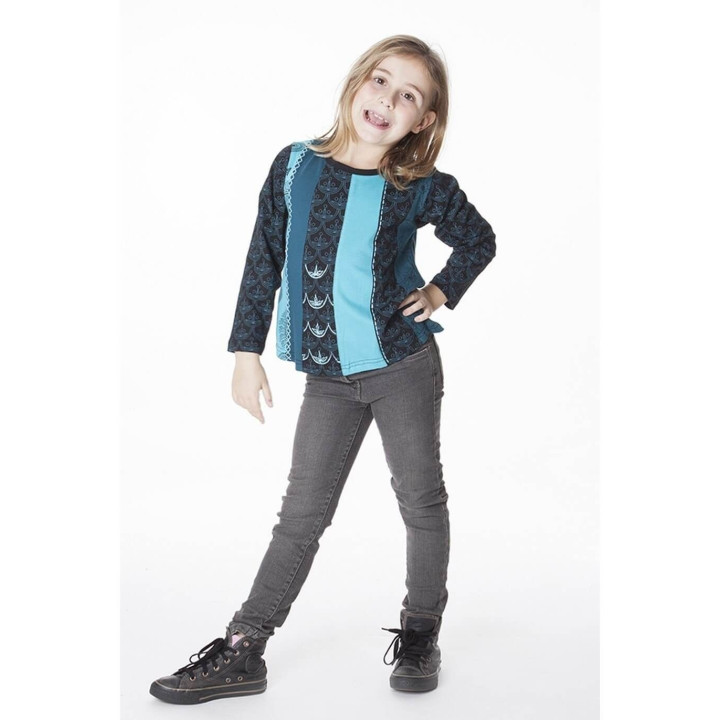 KIDTS302 - T-shirt bleu clair lignes verticales