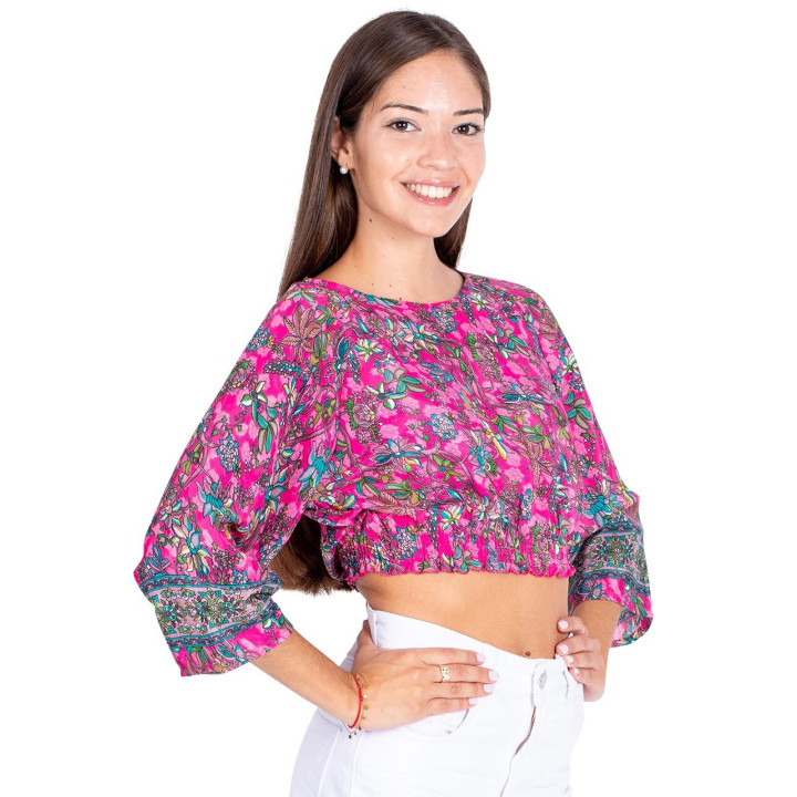 KM0002C – Rosa, kurze Bluse