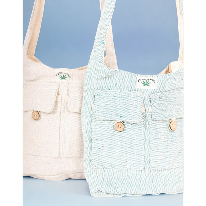 BBA0021 - Hippie Hemp Crossbody Bag: Authentic Indian Craftsmanship with Ample Space