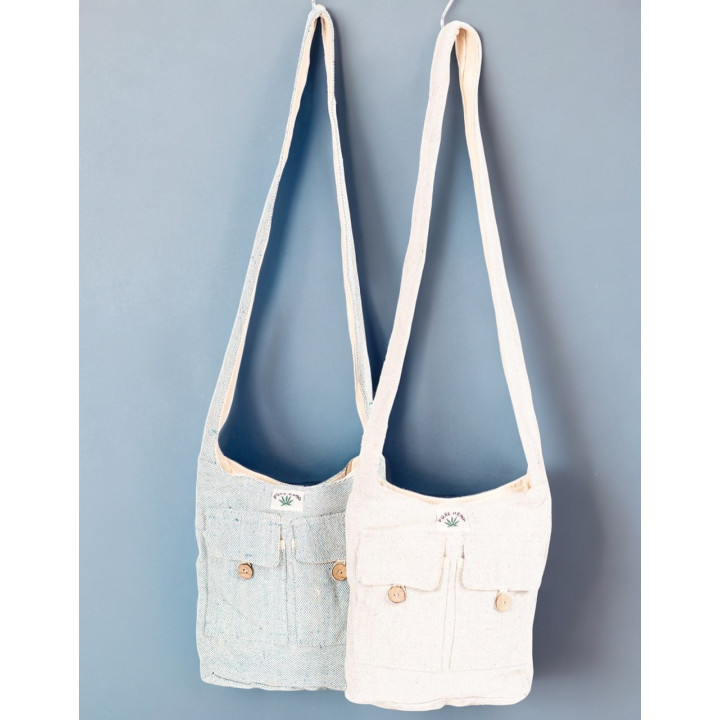 BBA0021 - Hippie Hemp Crossbody Bag: Authentic Indian Craftsmanship with Ample Space